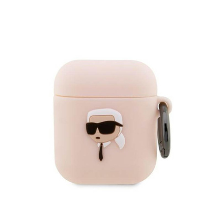 Karl Lagerfeld Silikonové pouzdro NFT Karl Head 3D - AirPods 1/2 gen (růžové)