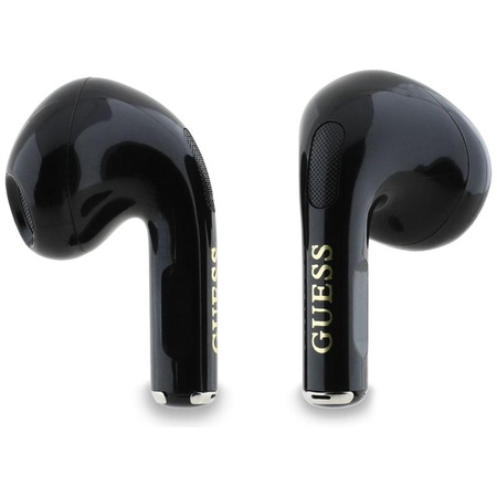 Guess fényes hatású nyomtatott klasszikus logó és báj - TWS Bluetooth fejhallgató + töltőtáska (fekete)