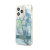 Guess Liquid Glitter Flower - pouzdro pro iPhone 13 Pro (modré/zelené)