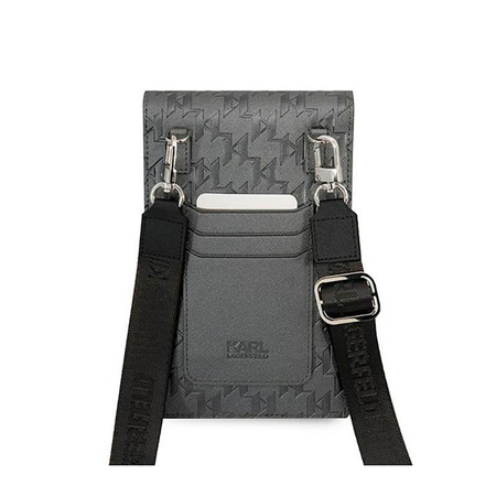 Karl Lagerfeld Monogram Ikonik Patch Wallet Phone Bag - taška na chytrý telefon a příslušenství (stříbrná)