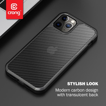 Crong Hybrid Carbon - Custodia per iPhone 12 Pro Max (Nero)