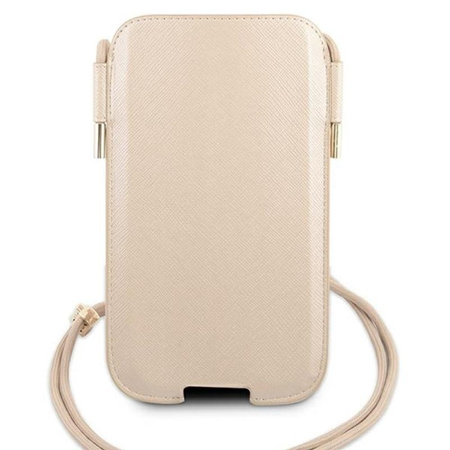 Guess Saffiano Pouch - S/M pochette pour téléphone max 6.1" (or)
