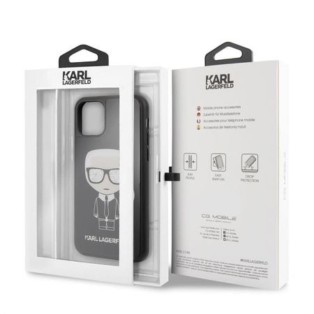 Karl Lagerfeld Double Layer Glitter Iconic - iPhone 11 Pro tok (fekete)