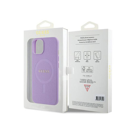 Guess Saffiano MagSafe - étui pour iPhone 15 (violet)