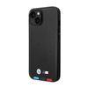 BMW Leder Hot Stamp Tricolor MagSafe - iPhone 14 Plus Tasche (Schwarz)