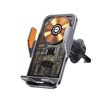 WEKOME WP-U204 Vanguard sorozat - Automatikus autós tartó 15W-os vezeték nélküli töltéssel (fekete)