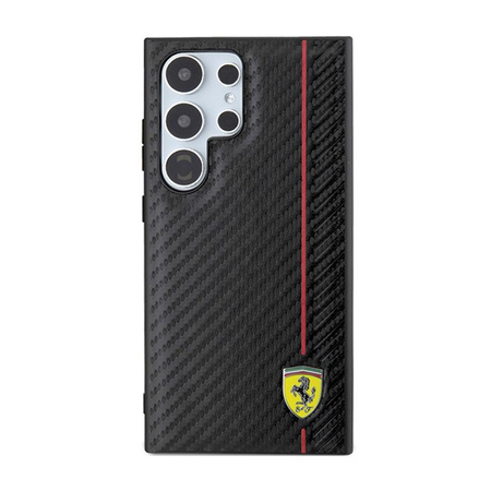 Ferrari Carbon Printed Line - Samsung Galaxy S24 Ultra tok (fekete)