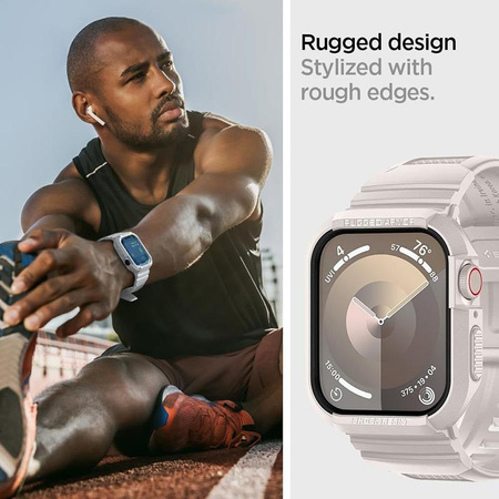 Spigen Rugged Armor Pro - Armband mit Gehäuse für Apple Watch 4/5/6/7/8/9/SE 44/45 mm (Dune Beige)