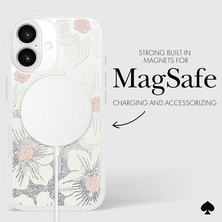 Kate Spade New York Flüssigkeit Glitter MagSafe - iPhone 16 Fall (Hollyhock Floral)