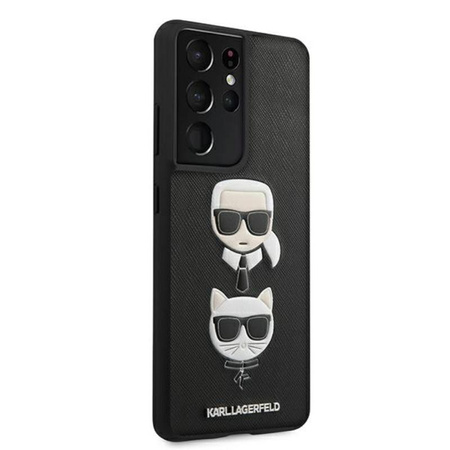 Karl Lagerfeld Saffiano Karl & Choupette Heads - Etui Samsung Galaxy S21 Ultra (czarny)