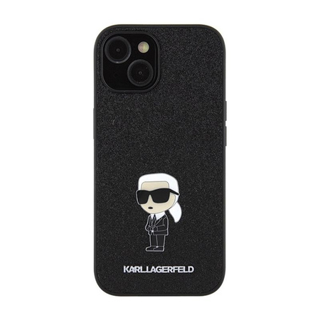 Karl Lagerfeld Fix Glitter Iconic Logo fém kitűző - iPhone 15 / 14 / 13 tok (fekete)