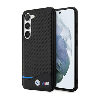 BMW Leather Carbon Blue Line - Etui pour Samsung Galaxy S23 (noir)