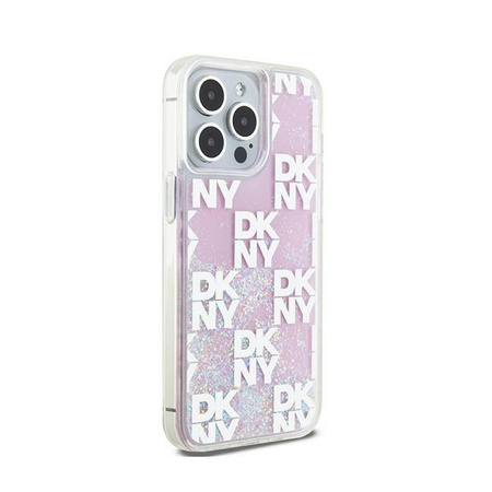 DKNY Liquid Glitter Multilogo - Etui iPhone 15 Pro Max (różowy)