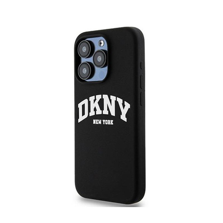 DKNY Liquid Silicone fehér nyomtatott logóval ellátott MagSafe - iPhone 13 Pro tok (fekete)