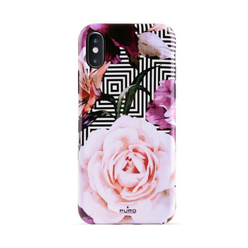 Coque PURO Glam Geo Flowers - iPhone Xs / X Case (Pivoines roses)