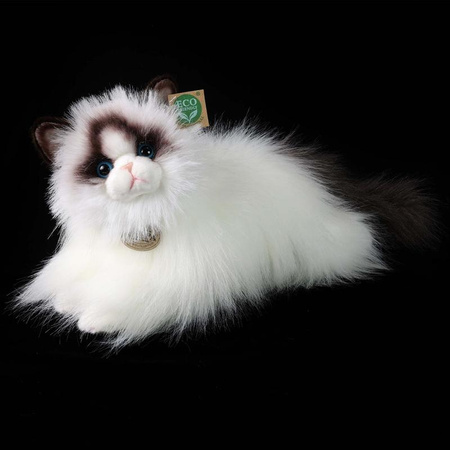 Rappa - Plyšový realistický maskot kočka Ragdoll ležící 35 cm Ekologicky šetrný