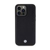 BMW Leder Diamond Pattern - iPhone 15 Pro Max Tasche (schwarz)