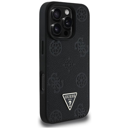 Guess szemcsés Hot Stamp Peony Triangle Logo MagSafe - tok iPhone 16 Pro (fekete)