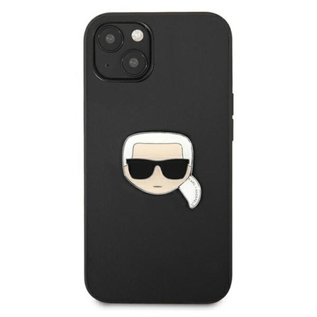 Karl Lagerfeld PU Leather Karl's Head Metal - Coque iPhone 13 (noir)