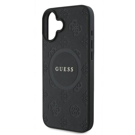 Guess Saffiano Peony Classic Logo MagSafe - Etui iPhone 16 Plus (czarny)