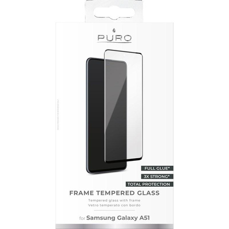 PURO Frame Tempered Glass - Tvrzené ochranné sklo na displej pro Samsung Galaxy A51 (černý rámeček)