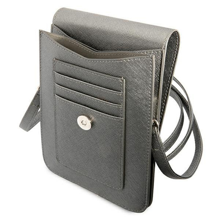 Guess Wallet Saffiano Triangle Logo Phone Bag - Smartphone and Accessory Bag (Grey)