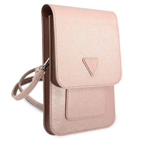 Guess Wallet Saffiano Triangle Logo Phone Bag - Smartphone and Accessory Bag (Pink)