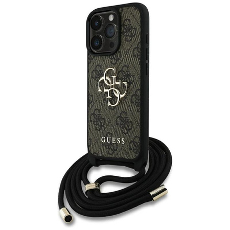 Guess 4G Big Logo Cord Strap Crossbody - Case for iPhone 16 Pro (brown)