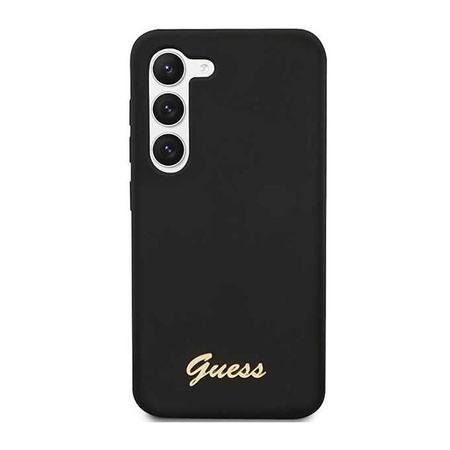 Guess Silikon Script Metall Logo - Samsung Galaxy S23 Hülle (schwarz)