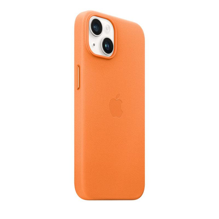 Apple Leather Case - Étui en cuir avec MagSafe pour iPhone 14 (Orange)