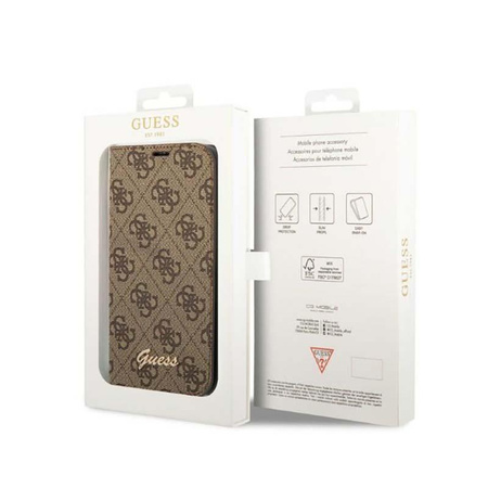 Guess 4G Metal Camera Outline Booktype Case - pouzdro pro iPhone 14 Plus (hnědé)