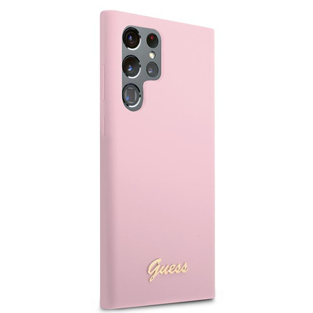 Guess Silicone Script Metal Logo - Etui Samsung Galaxy S22 Ultra (lawenda)