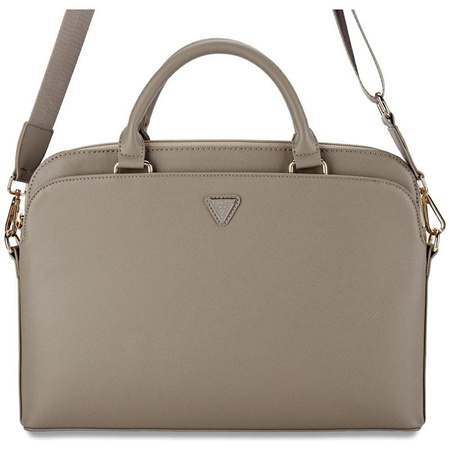 Guess Grained Zipper Pocket Triangle Logo - 15" Notebook Bag (brown)