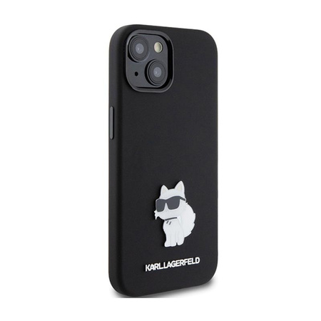 Karl Lagerfeld Silicone Choupette Metal Pin - Coque iPhone 15 (noir)