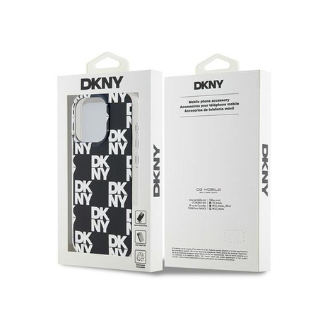 DKNY IML Checkered Mono Pattern - Coque pour iPhone 15 Pro Max (noir)