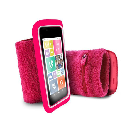 PURO Running Band - Universelles Laufarmband für Smartphones bis 4,3" + Schlüsseltasche (pink)