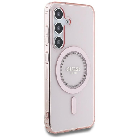 Guess Rhinestones Printed Classic Logo MagSafe - Case for Samsung Galaxy S25 (pink)