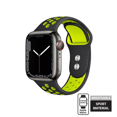 Crong Duo Sport - Řemínek pro Apple Watch 38/40/41 mm (černý/limetkově zelený)