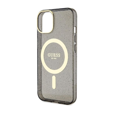 Guess Glitter Gold MagSafe - iPhone 14 Case (Noir)