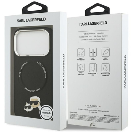 Karl Lagerfeld Karl & Choupette Pins MagSafe - Pouzdro pro iPhone 17 Pro Max (černé)