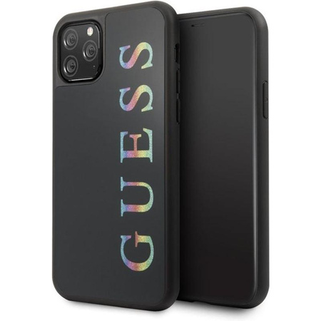 Guess Double Layer Glitter Case Logo Multicolor - Coque pour iPhone 11 Pro Max (Noir/Multicolore)