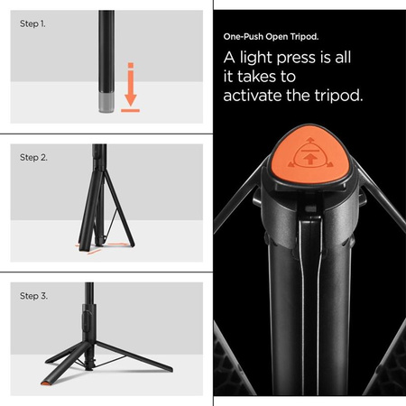 Spigen S541W Bluetooth Selfie Stick Tripod - Smartphone Tripod / Selfie Stick Holder (Black)