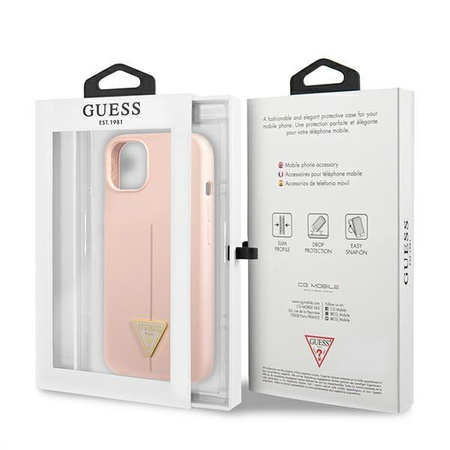 Guess Silicone Triangle Logo - pouzdro pro iPhone 13 mini (růžové)