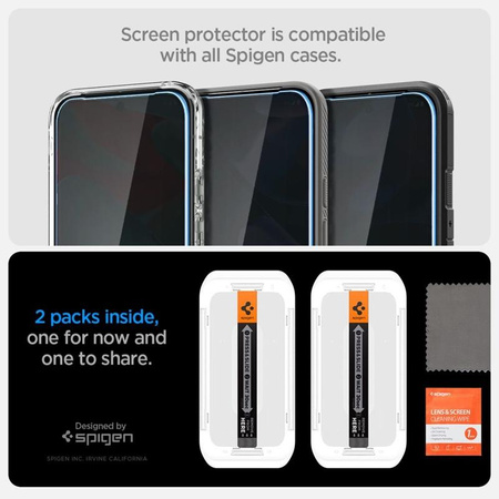 Spigen GLAS.TR EZ FIT Privacy 2-Pack - Verre trempé avec filtre de confidentialité pour Google Pixel 9 / 9 Pro 2 pcs