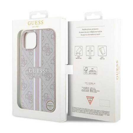 Guess 4G Gedruckte Streifen MagSafe - iPhone 14 Plus Tasche (Rosa)