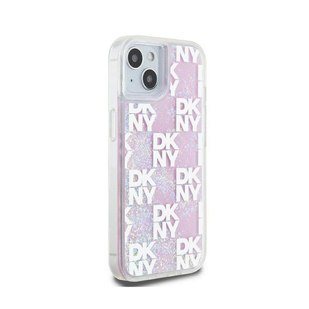 DKNY Liquid Glitter Multilogo - Coque iPhone 15 / 14 / 13 (rose)