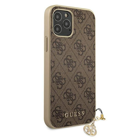 Guess 4G Charms Collection - Coque pour iPhone 12 / iPhone 12 Pro (marron)
