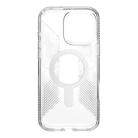 Speck Presidio Perfect-Clear Grip ClickLock & MagSafe - iPhone 16 Pro Max Case (Clear / Chrome Finish / Serene Silver)