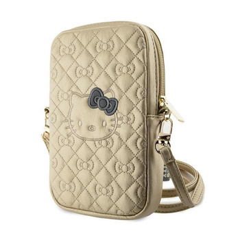 Hello Kitty Quilted Bows Strap - Crossbody taška na telefon (zlatá)