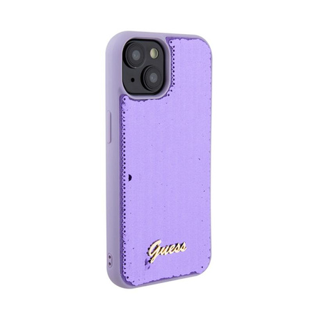 Guess Sequin Script Metal - Coque iPhone 15 (violet)